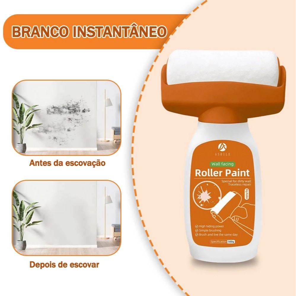 Tinta De Rolo Para Parede 500G  Látex Branca À Base De Água Paredes Internas Limpar o graffiti