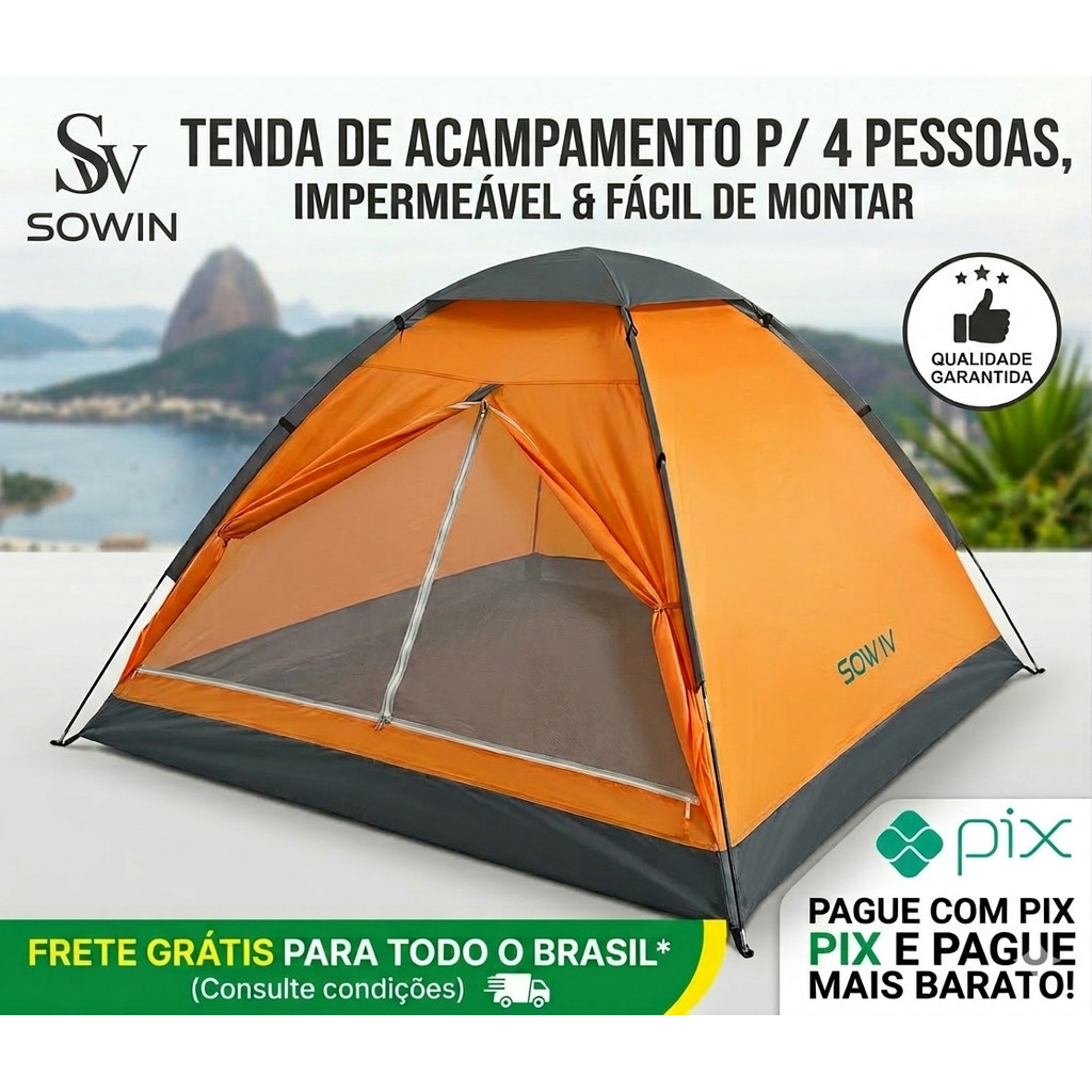 Barraca de Acampamento SOWIN para 4 Pessoas - Sua Próxima Aventura Começa Aqui!