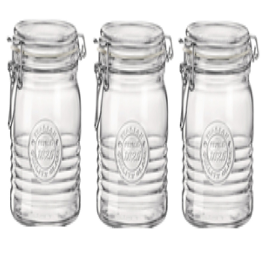 Kit 3 Potes Hermético Bormioli Officina 1825 Vidro 750ml Transparente