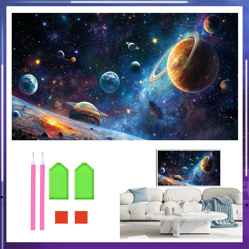 Arte Diamante 5D 70x40cm Kit Completo para Iniciantes - Lona Impermeável, Pedras Quadradas, Atividade Familiar
