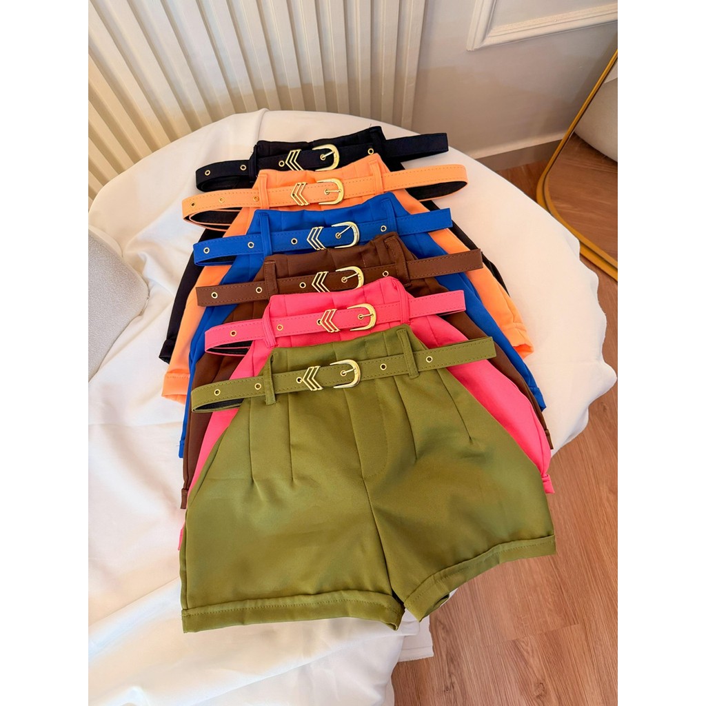 Short Alfaiataria Com Cinto PP/P/M/G/GG REF: 0811 em Oferta na Shopee