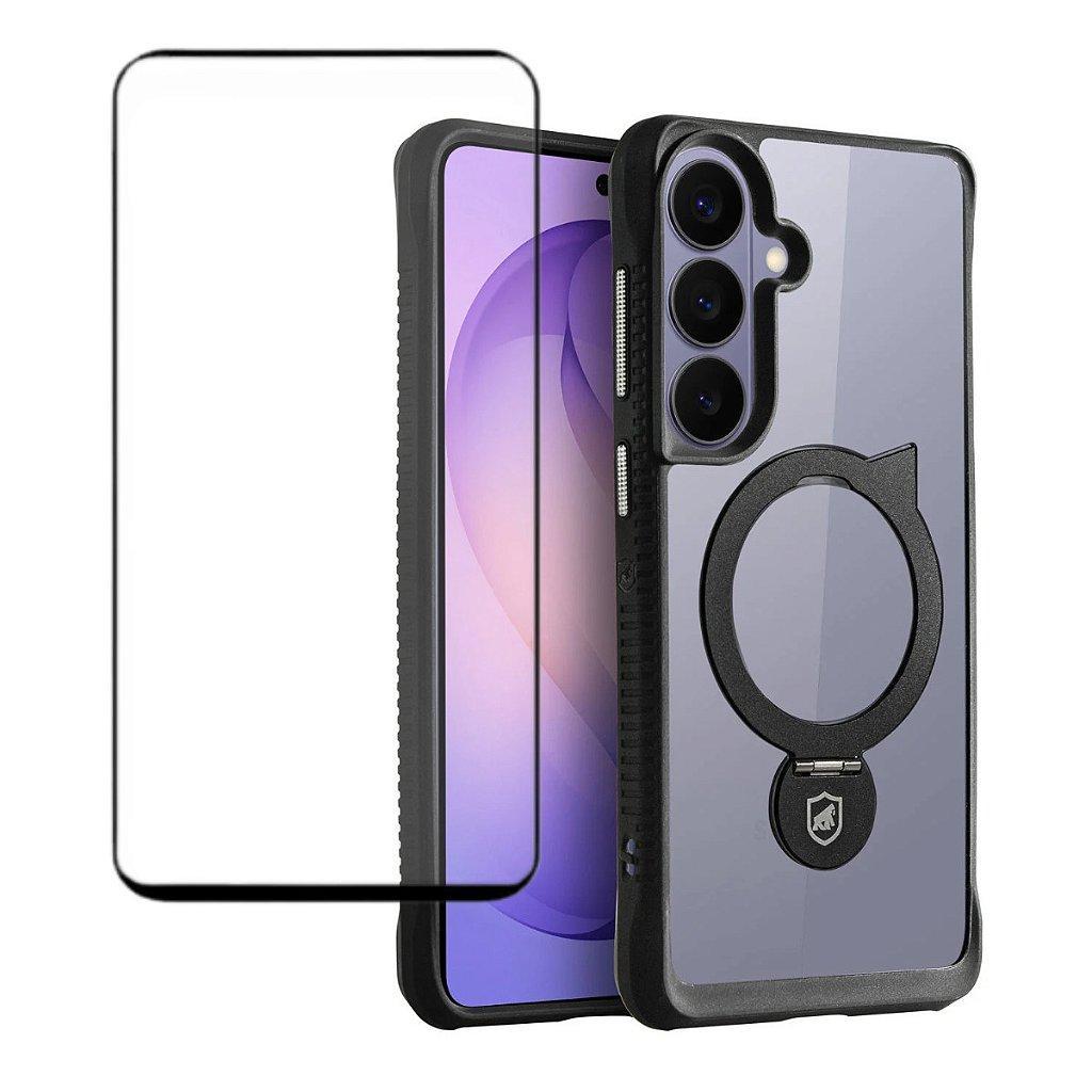 Kit Capa case capinha Raptor e Pelicula Dual Glass Preta para Samsung Galaxy S26 - Gshield