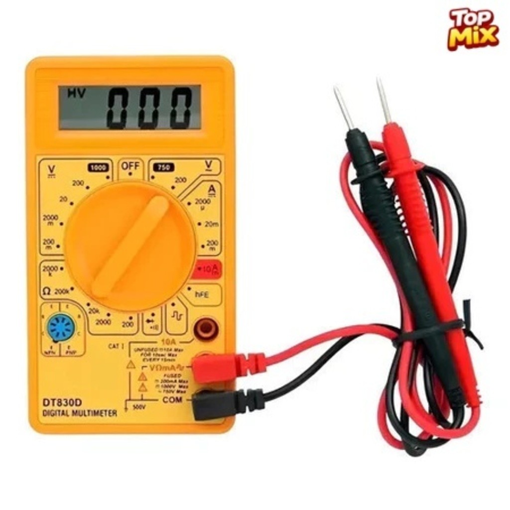 Multímetro Digital DT-830 com bateria e ponta de teste (SEM BIPE)