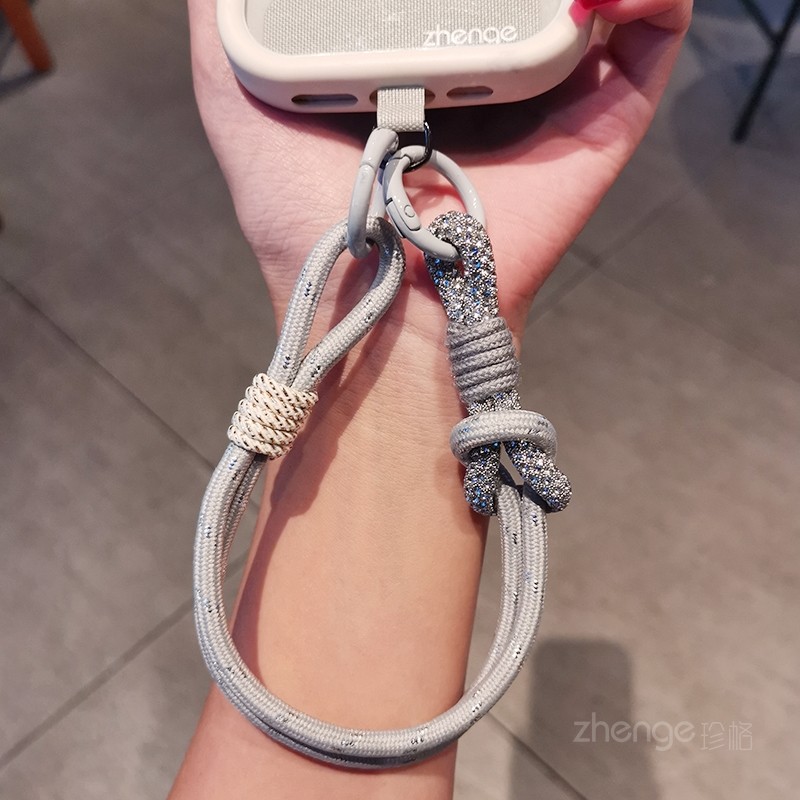 Wanderer traseiro cordão para celular alça de pulso curta destacável strass dedo estilingue elegante All-Match portátil