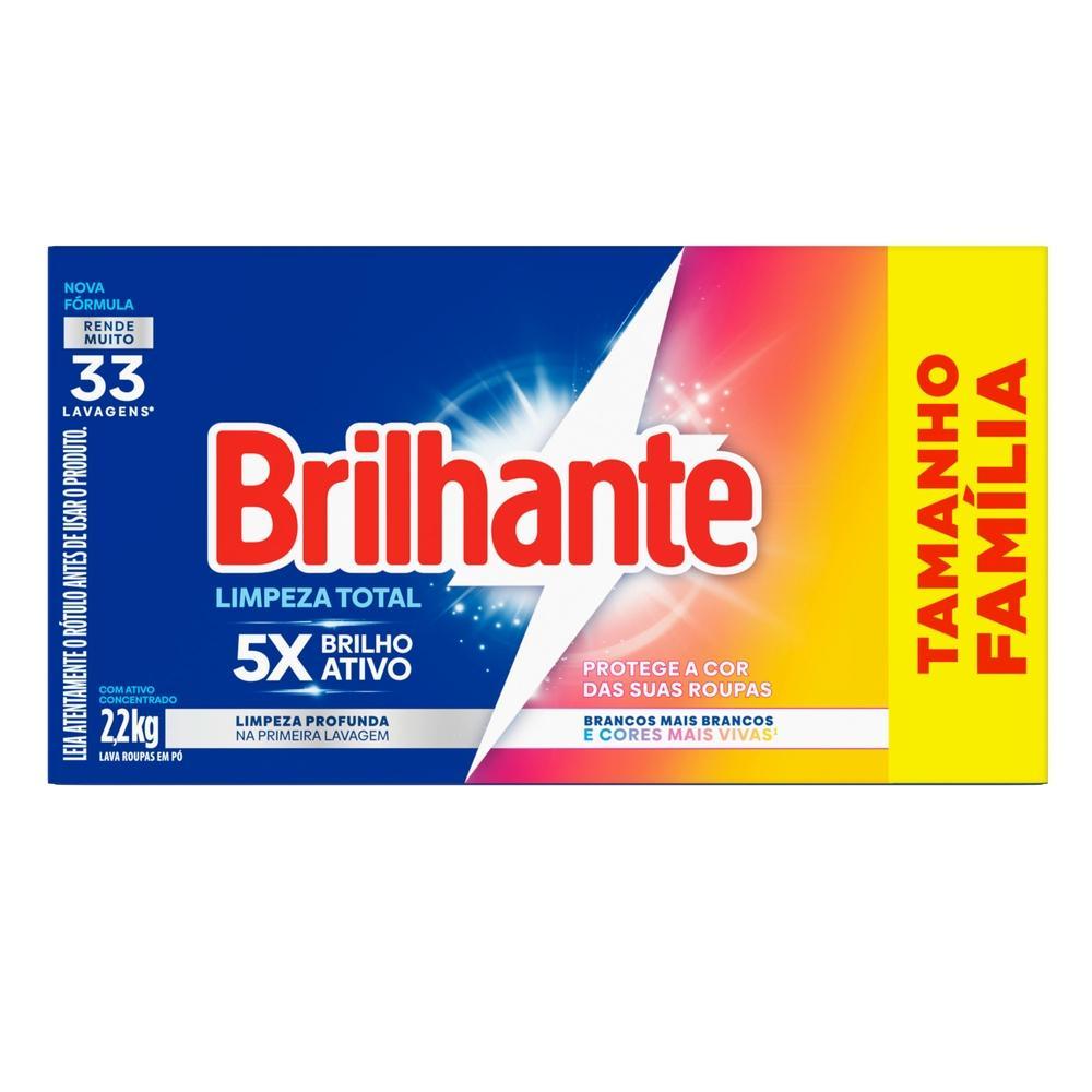 Imagem Lava Roupas em Pó Brilhante Roupas Brancas e Coloridas Limpeza Total 2,2kg