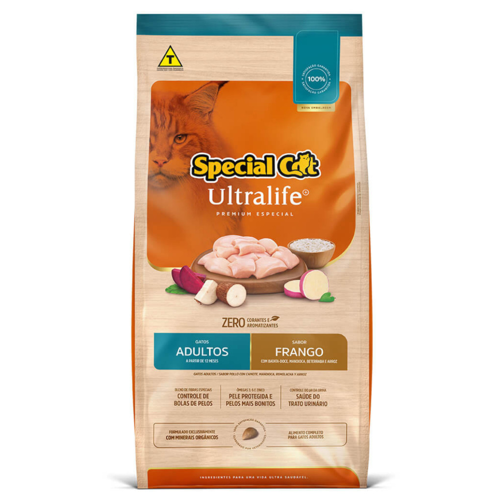 Ração Special Cat Ultralife Gatos Adultos 3kg Sabor Frango, Batata-Doce, Mandioc