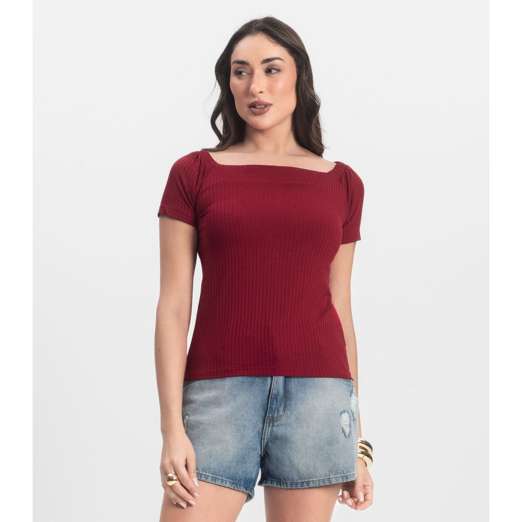 Blusa Feminina Canelada Infinita Cor Vermelho