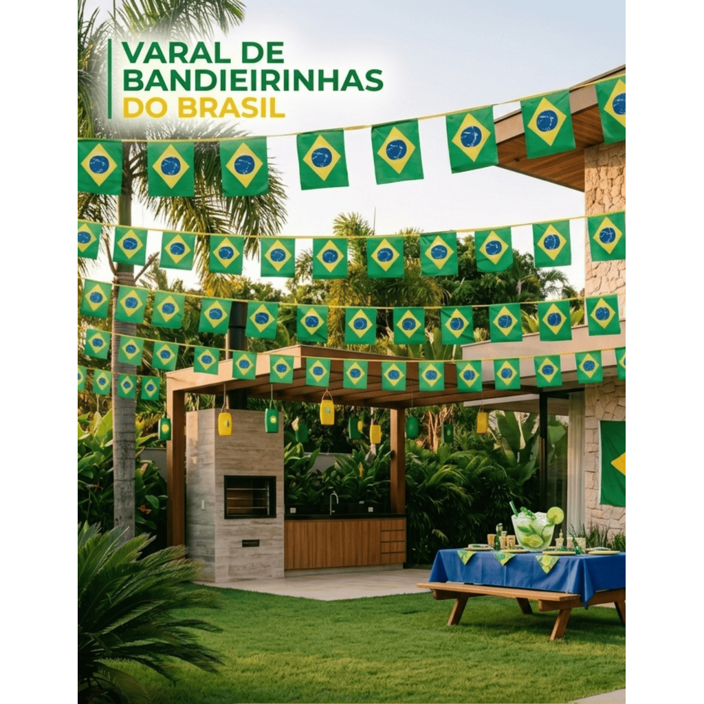 Bandeirinha do Brasil - 5 a 25metros - Copa do Mundo