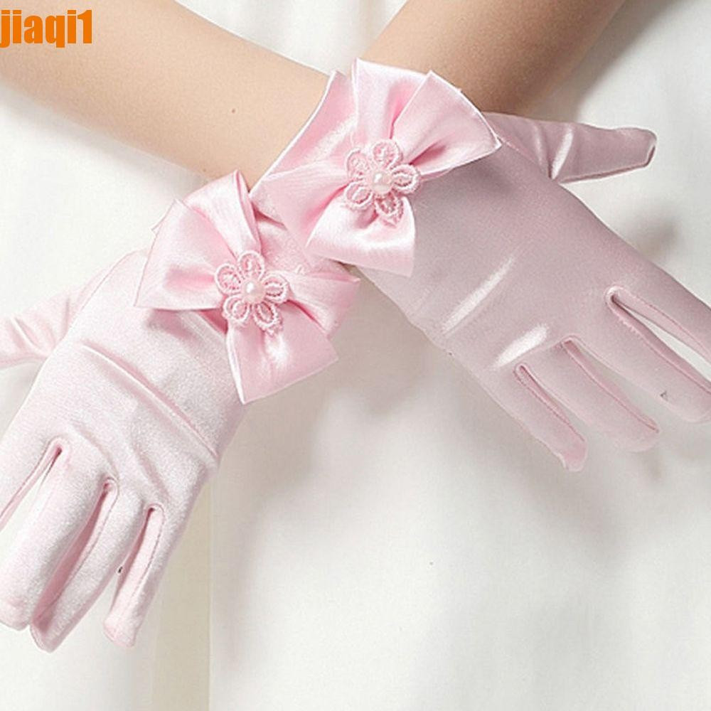 JIAQI1 Luvas De Laço Macio Flor Menina Vestido Acessórios Festa Infantil 1 Par Breve Parágrafo Femininas