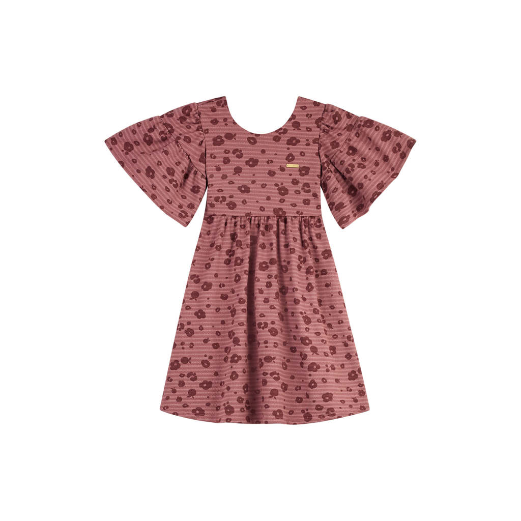 Vestido Infantil Menina Floral Print Colorittá Marrom