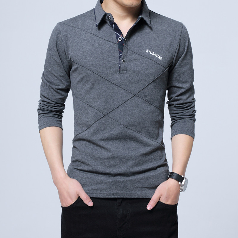 Camiseta masculina de manga comprida 2026 primavera outono novo estilo versão coreana masculina Slim-fit algodão camisa