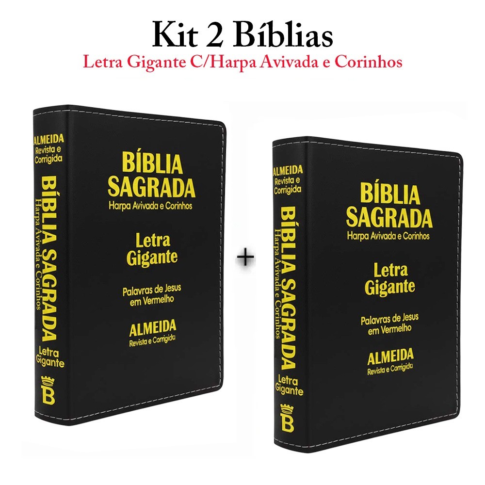 Kit 2 Bíblias Sagrada Letra Gigante C/ Harpa - Luxo - PRETA - Tam - 14x21 cm em Oferta na Shopee