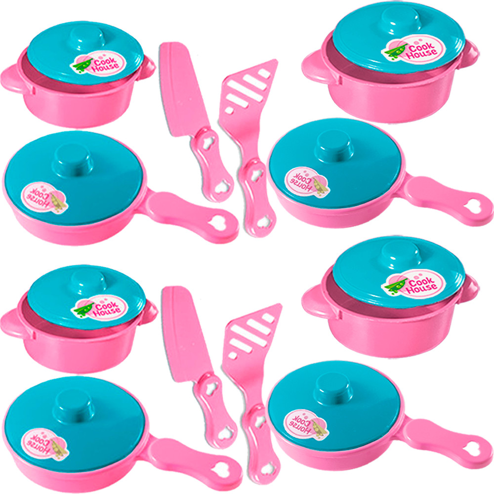KIT COM 8 PANELINHAS E UTENSÍLIOS BRINQUEDO FAZ DE CONTA MENINA COZINHA