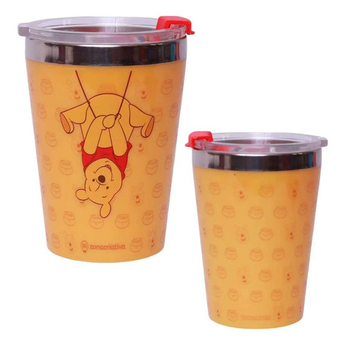Copo Viagem Snap Ursinho Pooh Winnie The Pooh Disney 300ml Zona Criativa