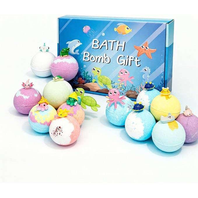Conjunto De Presente De Bomba De Banho Escaldante Colorido Com 12 Peças-Bolas De Spa Perfumadas E Relaxantes Para Mulher