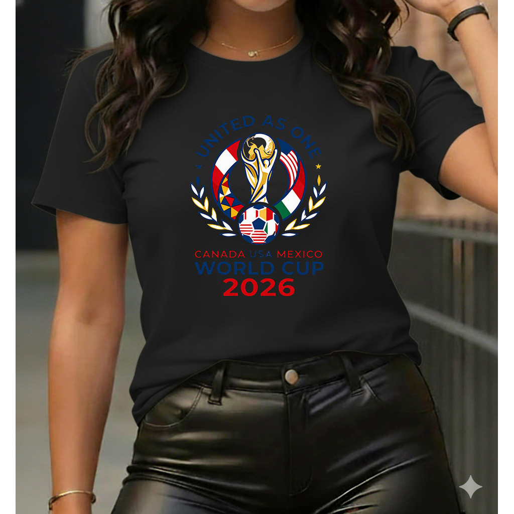 Camiseta De Futebol Com Design Do Troféu Da Copa Do Mundo 2026 Canadá Estados Unidos México, Multicolorida, Feita De Tec