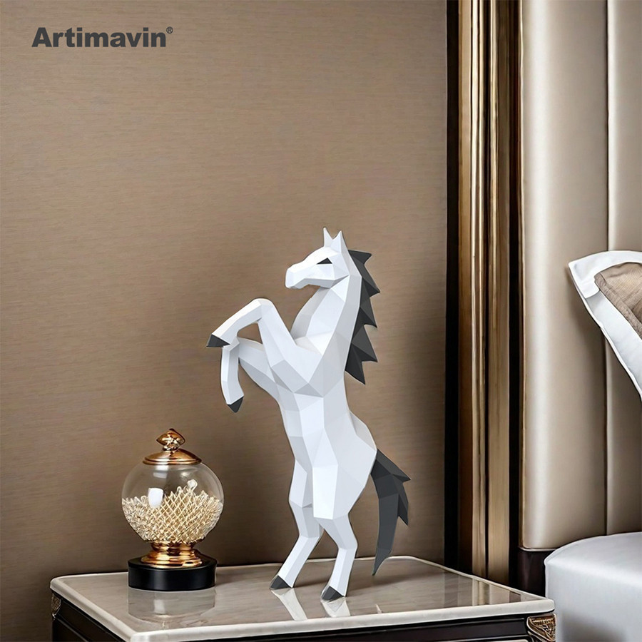 MOMO Molde de papel tridimensional Cavalo Criativo DIY Modelo de escultura em papel tridimensional Decoração de Origami 