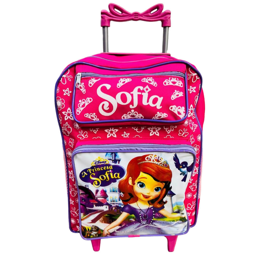 Mochila Rodinha escolar infantil  de menina Carrinho Grande  Princesinha Sofia  - Promoção - Envio Imediato