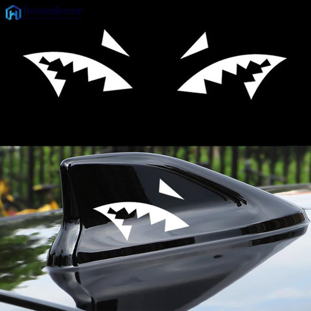 HOMEDECOR 2 Peças Adesivo De Carro Reflexivo Antena De Barbatana De Tubarão Boca Decalque De Vinil D6E7
