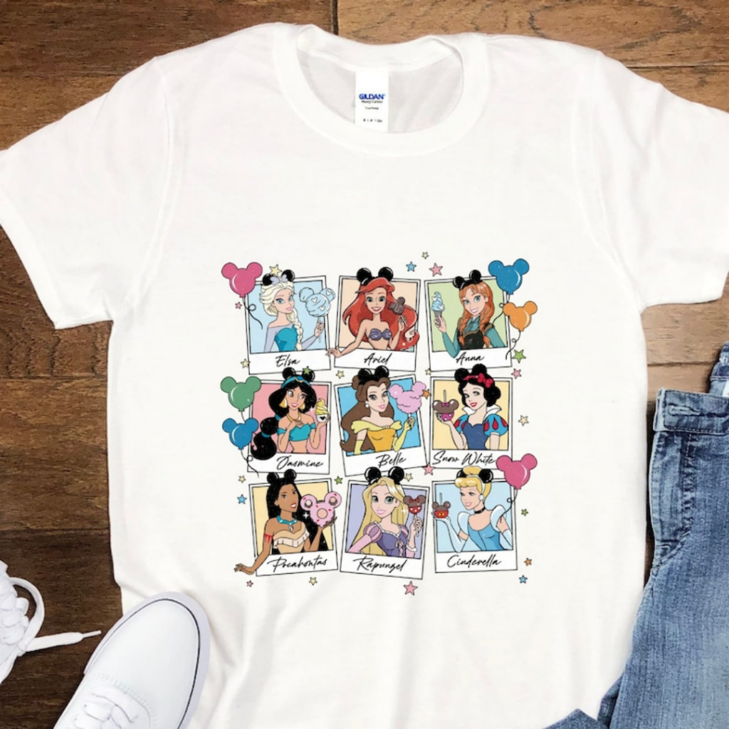 Camiseta Unissex Oversized Plus Size Feminina Masculina Disney Princess Disneyworld Girls Trip Streetwear Algodão Premiu
