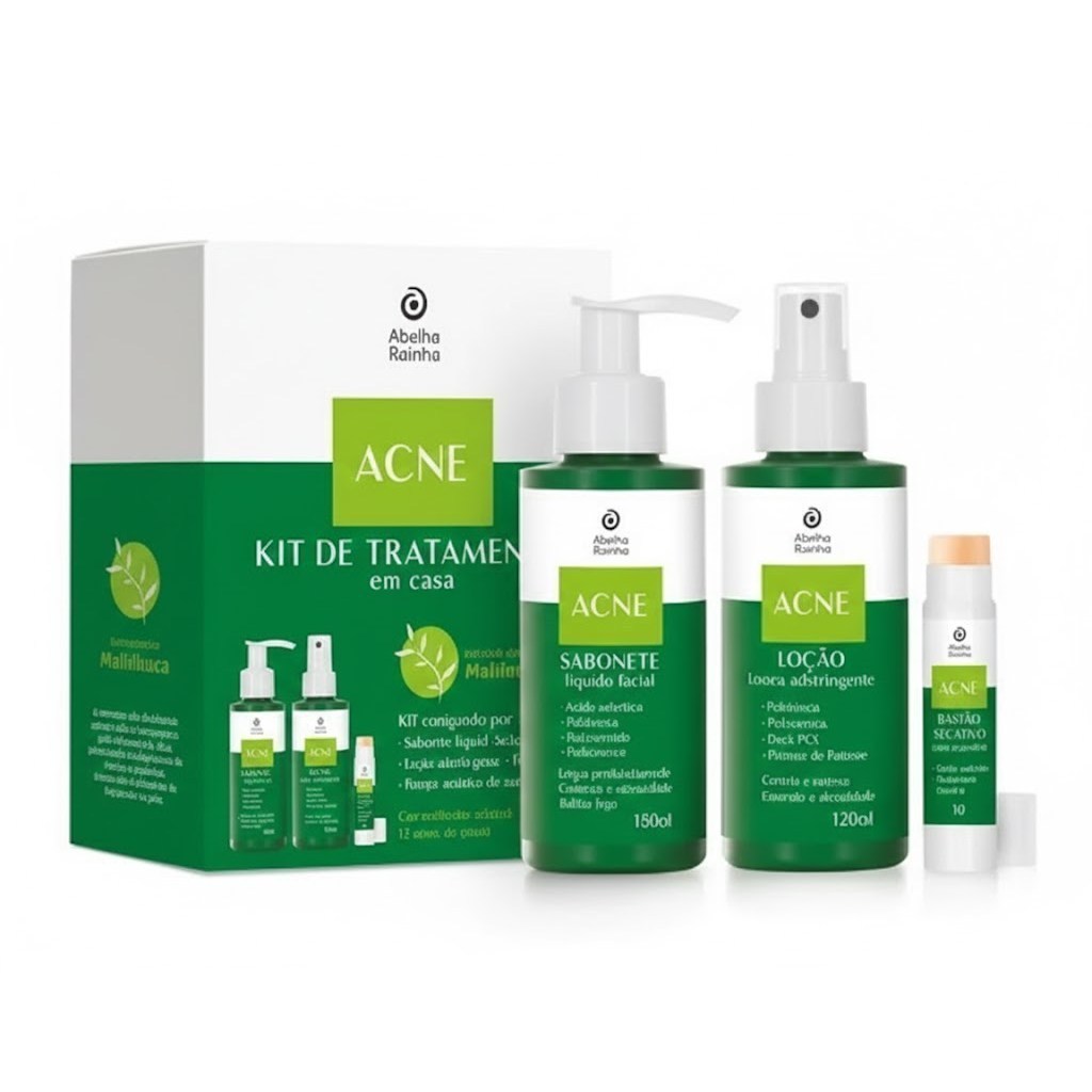 Kit Tratamento em Casa Para Acne com 3 Itens - Abelha Rainha