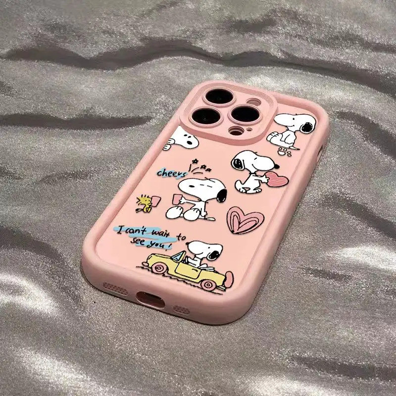 Snoopy, mal posso esperar para ver você.Capa moderna anti-impacto e anti-queda de TPU para iPhone, Samsung S25/S26 Ultra