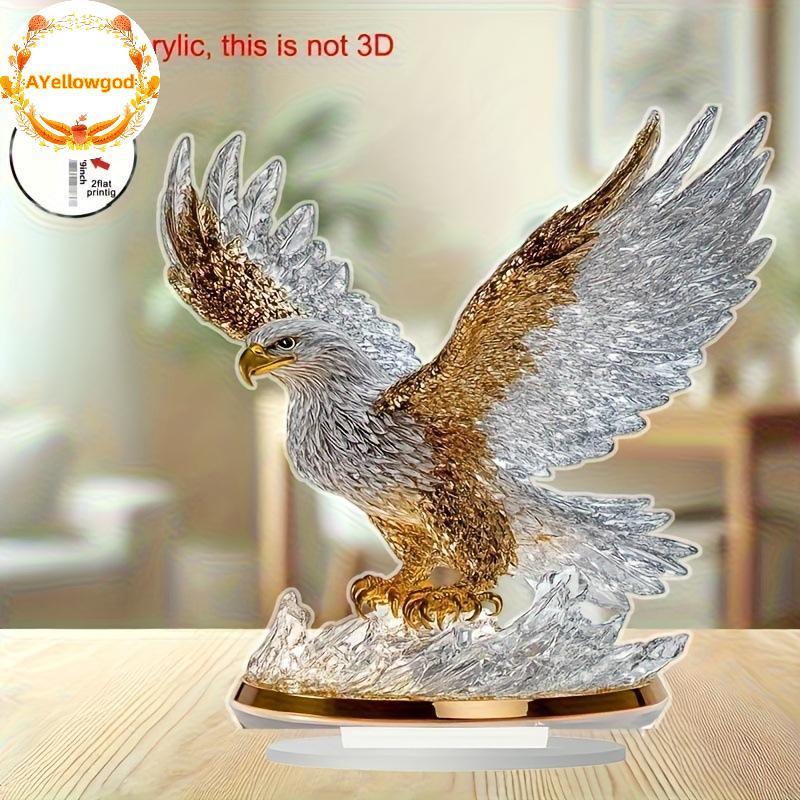 AYellowgod 1 Peça Nova Águia Batendo 2D Decoração De Mesa Moderna Estatueta De Vaso De Animal Acrílico Ornamento Plano P