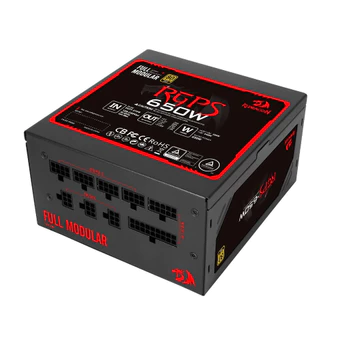 Fonte Gamer Redragon RGPS650W 80 Plus Gold Full Modular Flat PFC Ativo - RGPS-650W