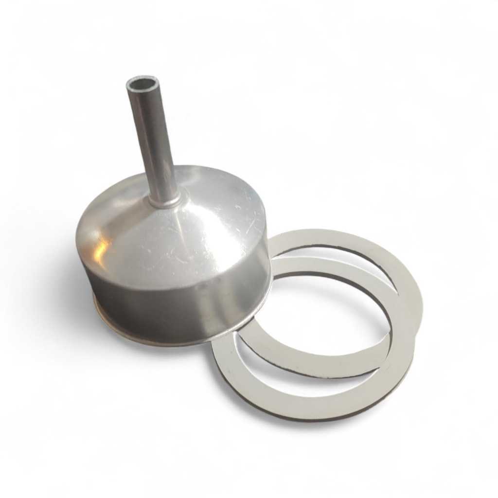1 Kit 1 Funil E 2 Borrachas Anéis Cafeteira Italiana - 9 xícaras