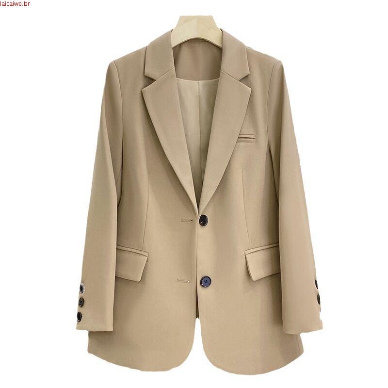 Novo Forrado Blazer Para outono/inverno Jacket Com Botão Casual Plus Size Alfaiataria m Feminino Moda Preto Profissiona
