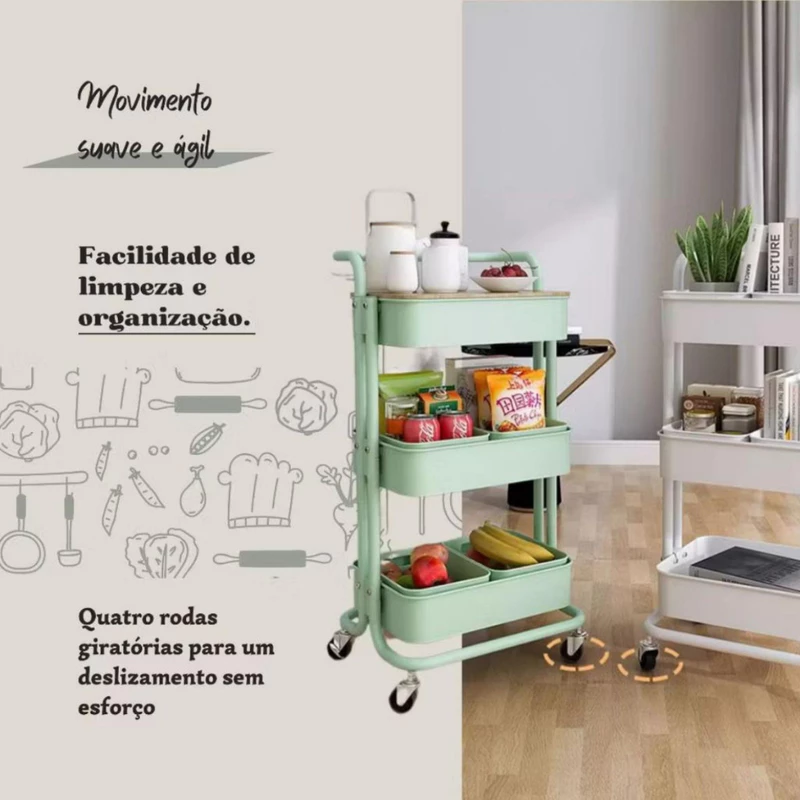 Carrinho Organizador Multiuso com 3 Prateleiras — foto 3
