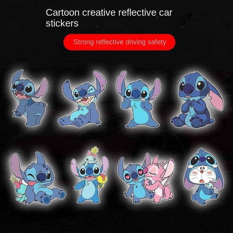 Stitch Cartoon Reflective Cute Electric Car Car Stickers Tips Car Decorative Waterproof Scratch Warning Cover IzKw