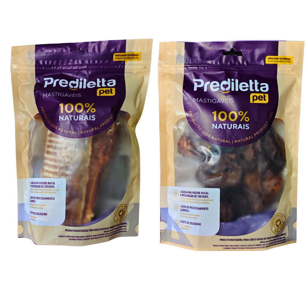Kit 1 Pacote 10 Focinho Modedor Nautral 1 Pacote De Traqueia Prediletta Pet
