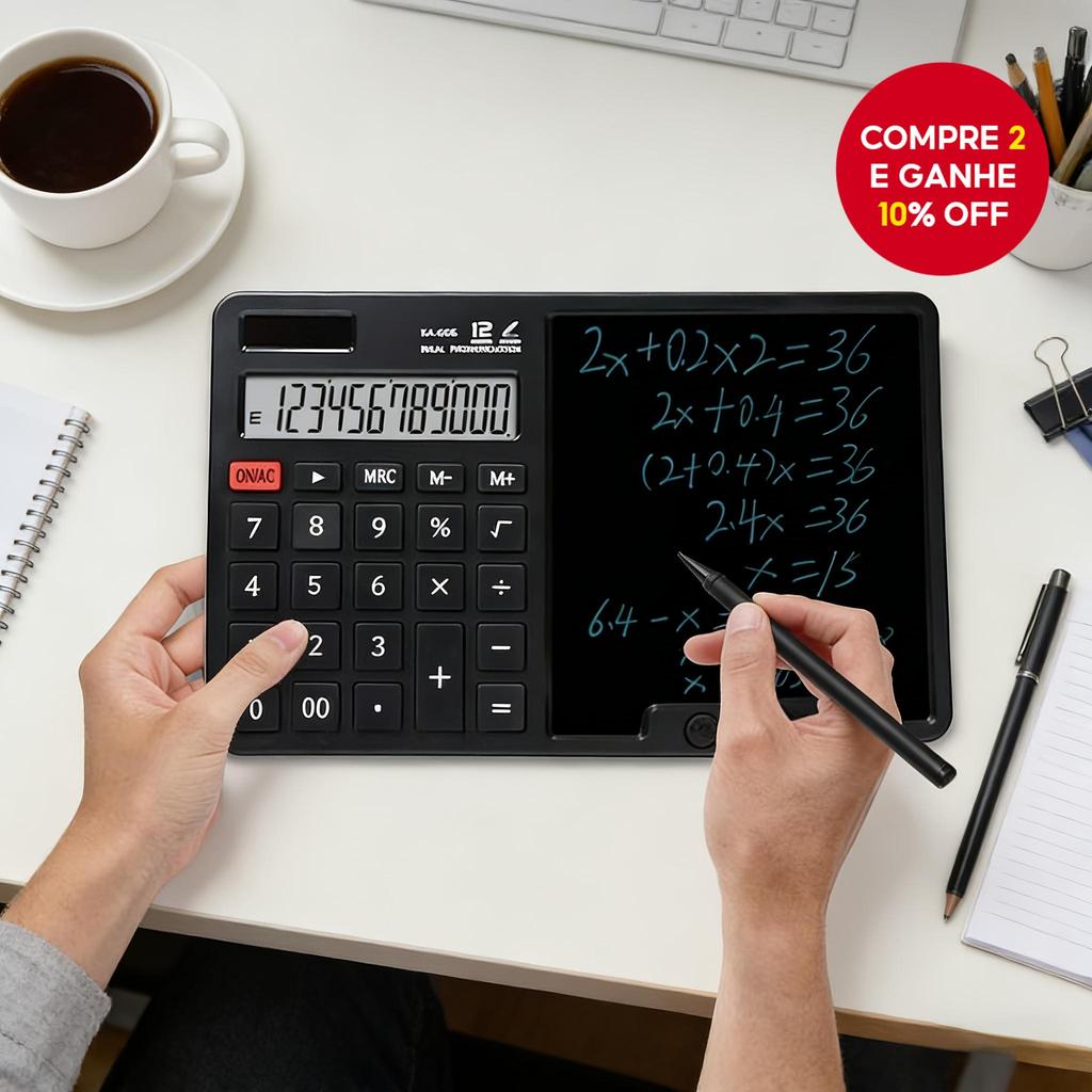 Calculadora Solar com Bloco de Notas Display Silenciosa, Botões Grandes, Ideal para Escritório