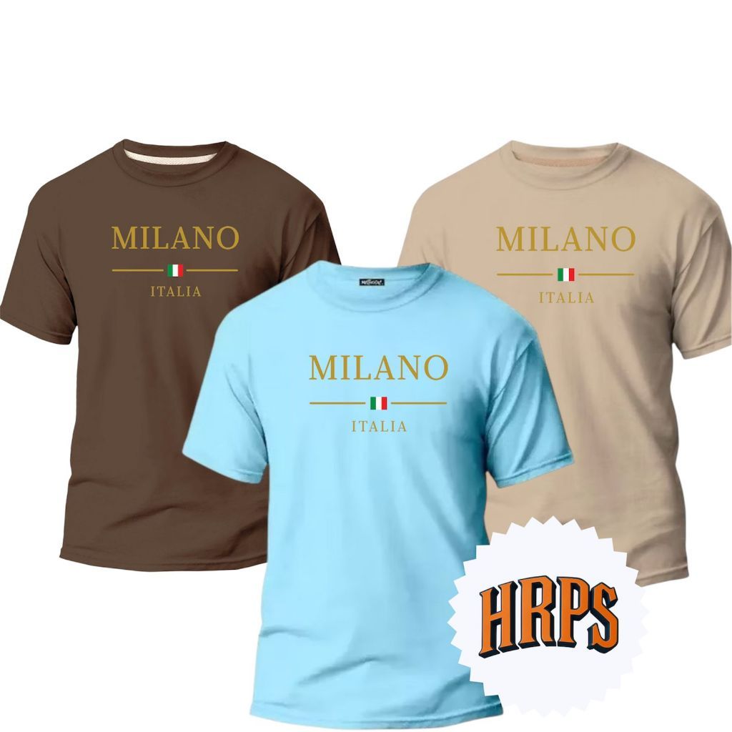 Kit 3 camisas Milano varias cores disponíveis promoção camisetas casuais 100% algodao 30.1 em Oferta na Shopee