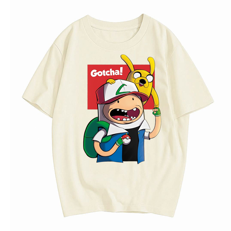 Camiseta Pokemon & Finn e Jake Gotcha! - [Limitada Premium] Blusa Divertida estampas legais tshirt
