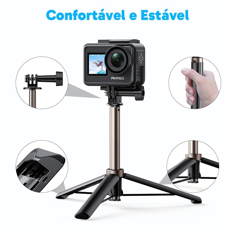 Câmera Ação AKASO Tripé e Selfie Stick Extensível 60cm · foto 2