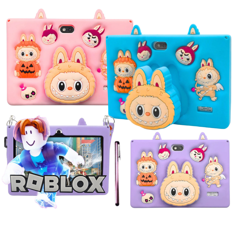 Tablet Labubu Infantil 128gb Memória Android 7' Pol 8gb Ram Wifi 5G Cores Variadas + Alça e Caneta