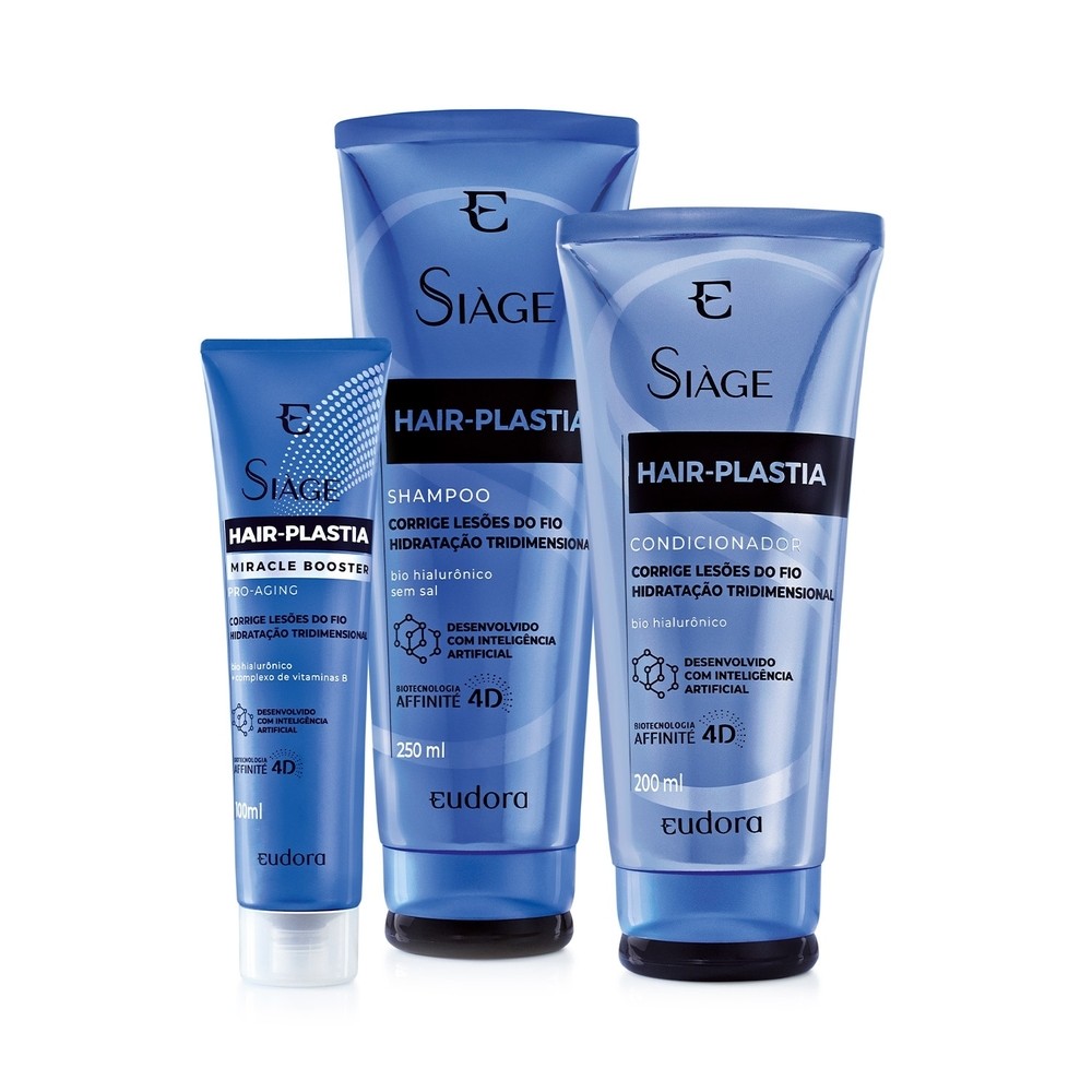Combo Siàge Hair-Plastia: Shampoo 250ml + Condicionador 200ml + Booster Pro-aging 100ml em Oferta na Shopee