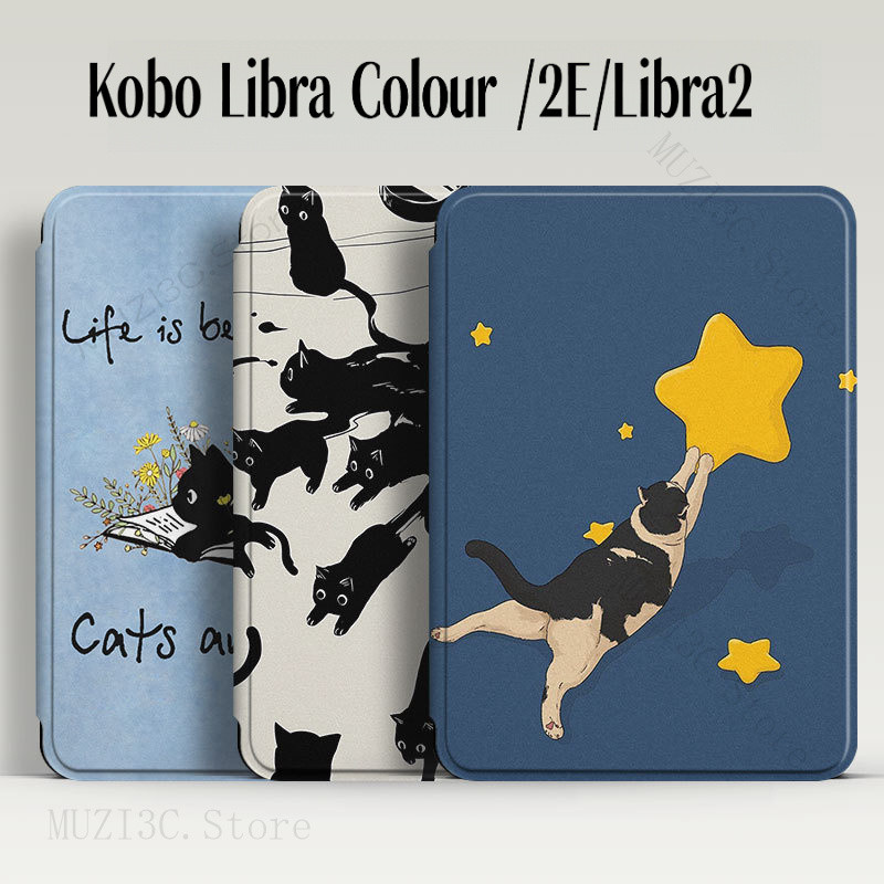 Para 7 " Kobo Libra Color/Libra2 Clara 2E Kindle Colorsoft Paperwhite 12o 11o 2024 TPU Shell Magnético Flip Auto Sleep W
