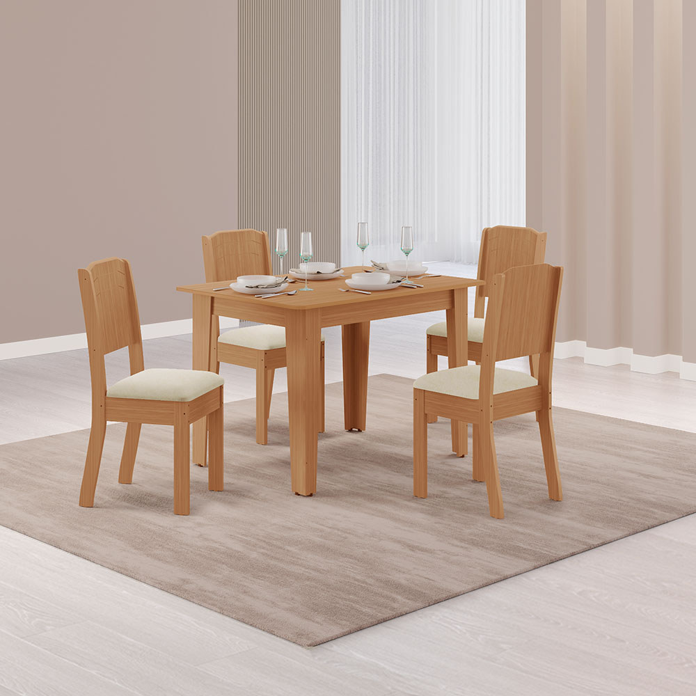 Sala de Jantar Tais 1,20 com Cadeira Star 100%MDF Tuboarte