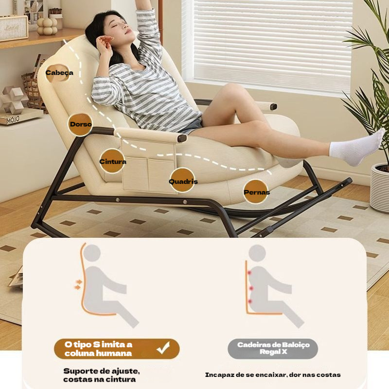 Cadeira de balanço ajustável de cinco velocidades - suporte de carga máxima 200 kg, estrutura de aço de ferro para sofá em Oferta na Shopee