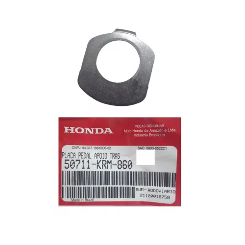 Arruela Placa Pedal de Apoio CG150 Fan ESI ESDI 2011 50711-KRM-860 Original Honda
