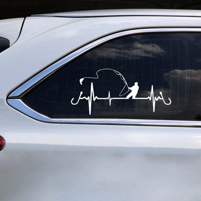 Ya * Design Batimento Cardíaco Pesca Adesivo Vinil PET À Prova D Para Tanque Combustível Motocicleta