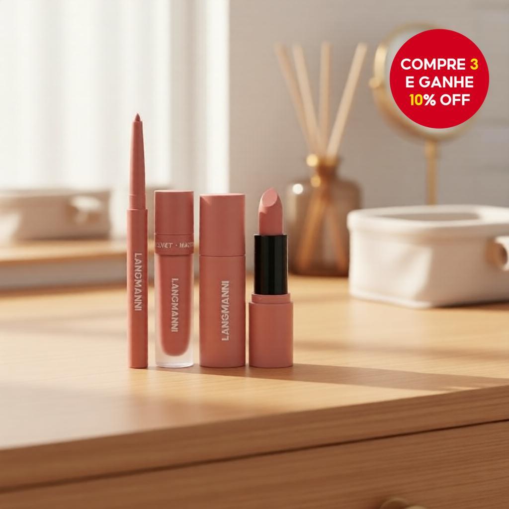 Conjunto de Presente de Natal Six-Tone - Lápis de Lábios, Batom Líquido e Bálsamo Labial, Atende a Diversos Estilos de