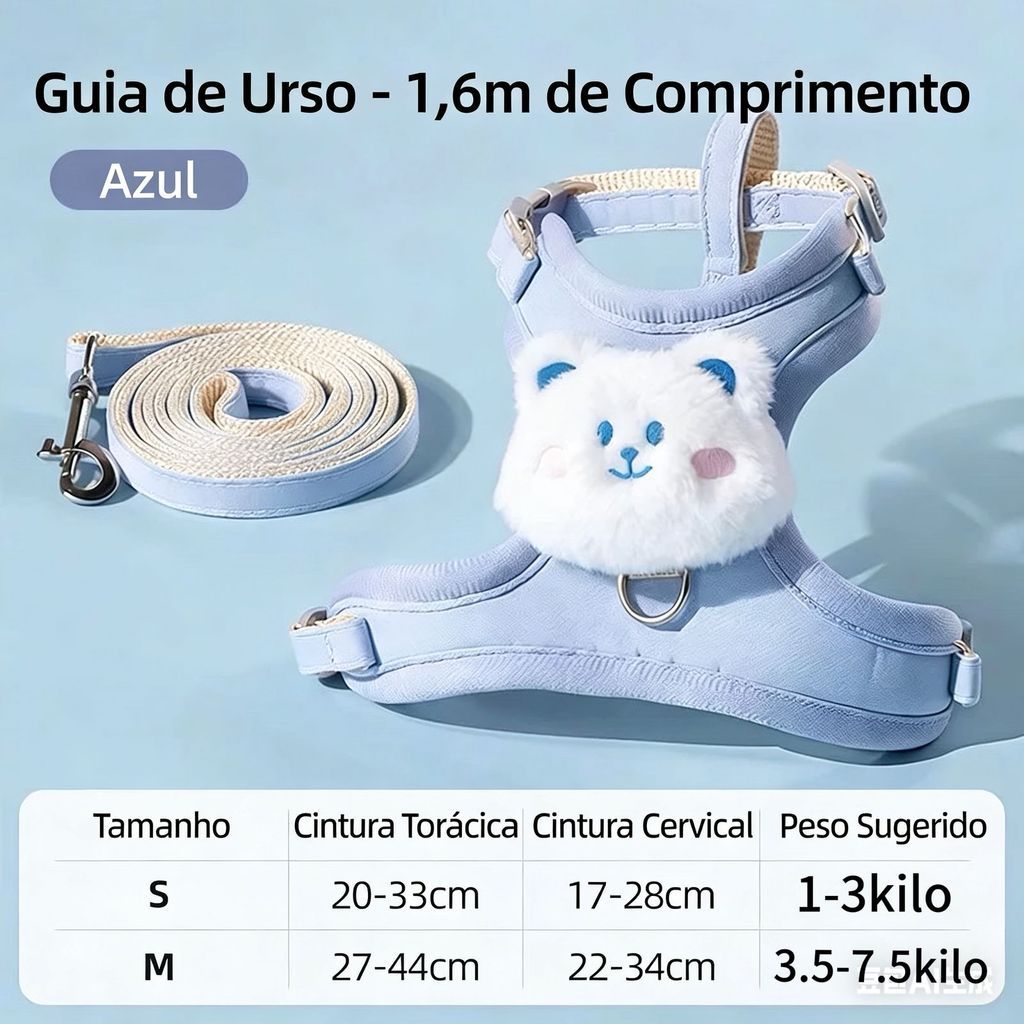 Peitoral com Trela para Pets – Cachorro e Gato, Ajustável, Confortável para Passeio em Oferta na Shopee