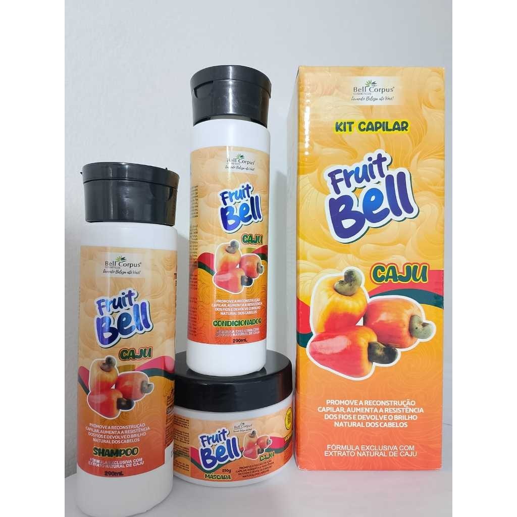 Kit Capilar Caju com 3 Itens – Bell Corpus Formulado com extrato de caju, ele oferece hidratação profunda, nutrição
