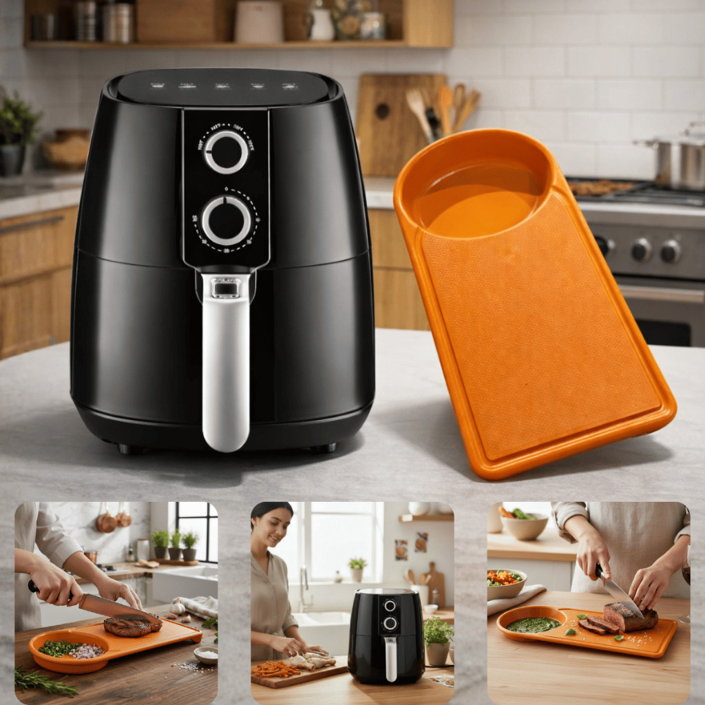 Fritadeira Elétrica AirFryer 4,5L 1700W Antiaderente Cesto Removível +BRINDE Tábua de Corte Colorida