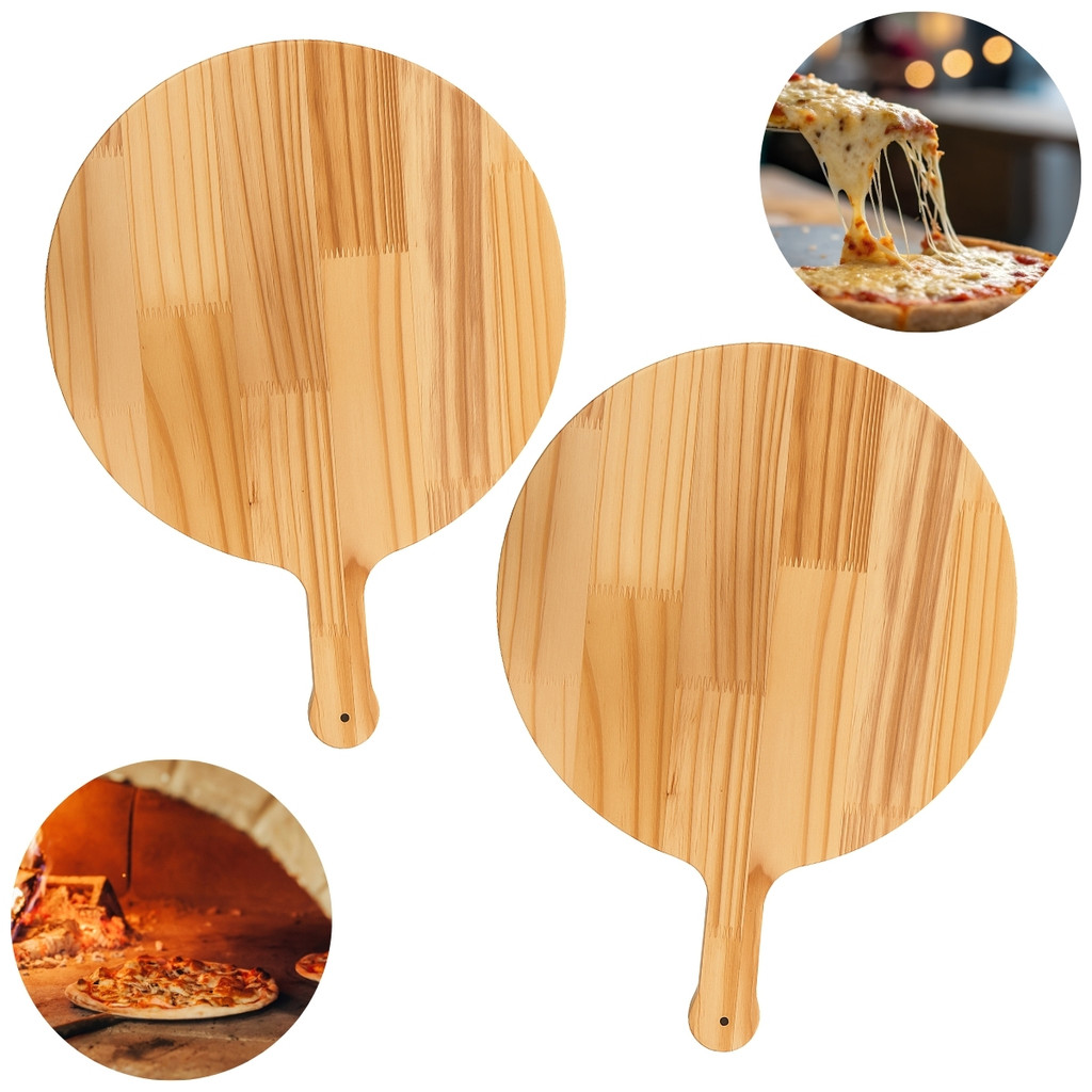 Kit 2 Pá Pizza Madeira Pinus Cabo Curto 35cm Forno Pizzaria