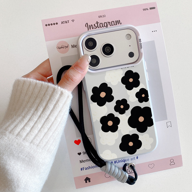 Capa de celular da flores pretas com iPhone 17 16 15 14 13 12 11 PRO MAX XS XR 7 8PLUS SE AIR casca macia